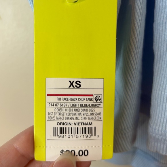 All In Motion Light Blue Ribbed Racerback Crop Tank Sports Bra - Picture 3 of 5